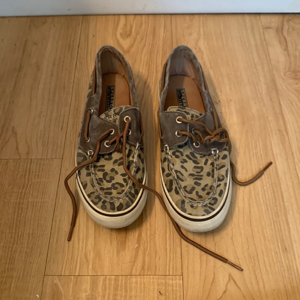 Sperry leopard print boat shoes